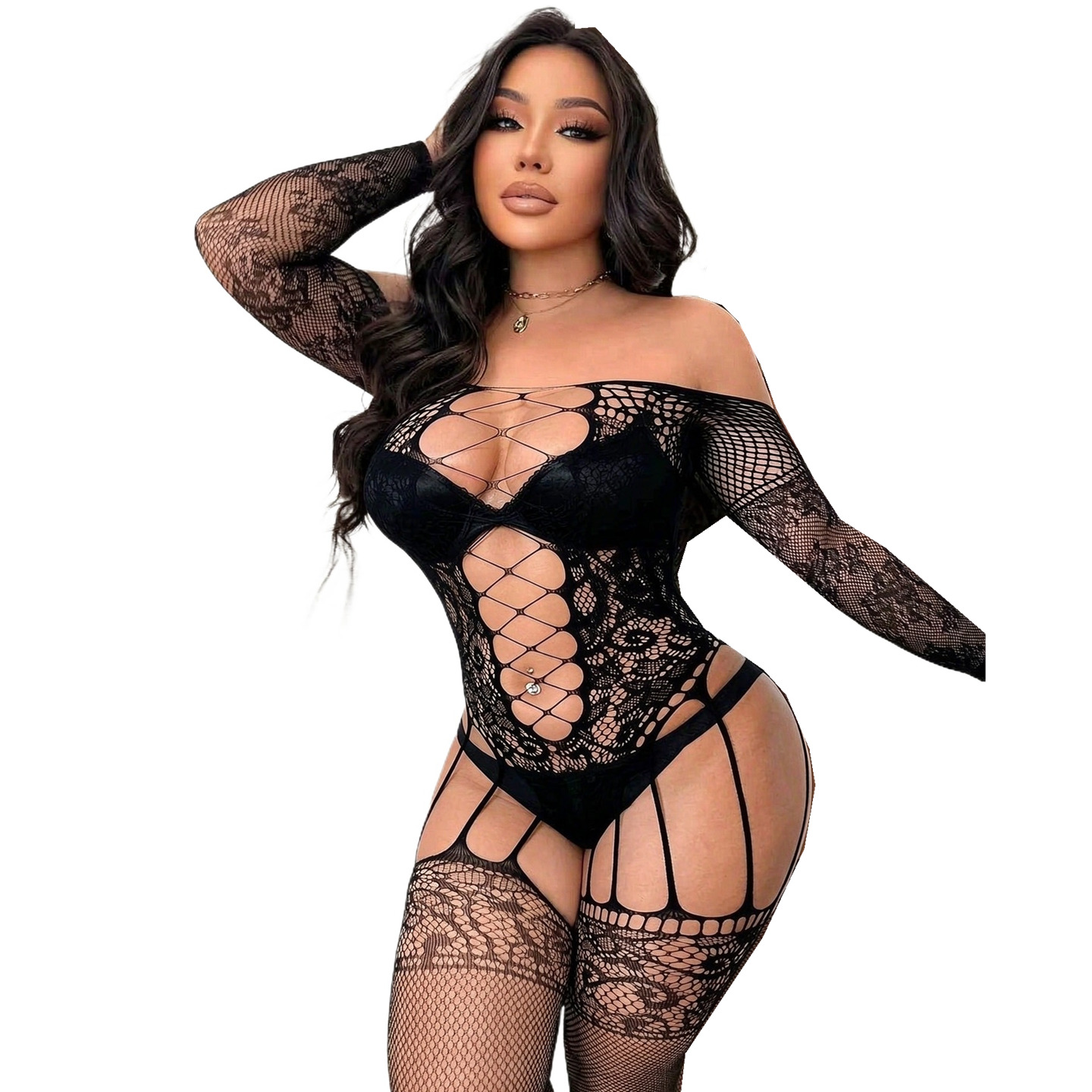 Bodystocking Fishnet - Netzstrumpfhose, Ganzkörper-Bodysuit, transparente Bodystocking für Sex,