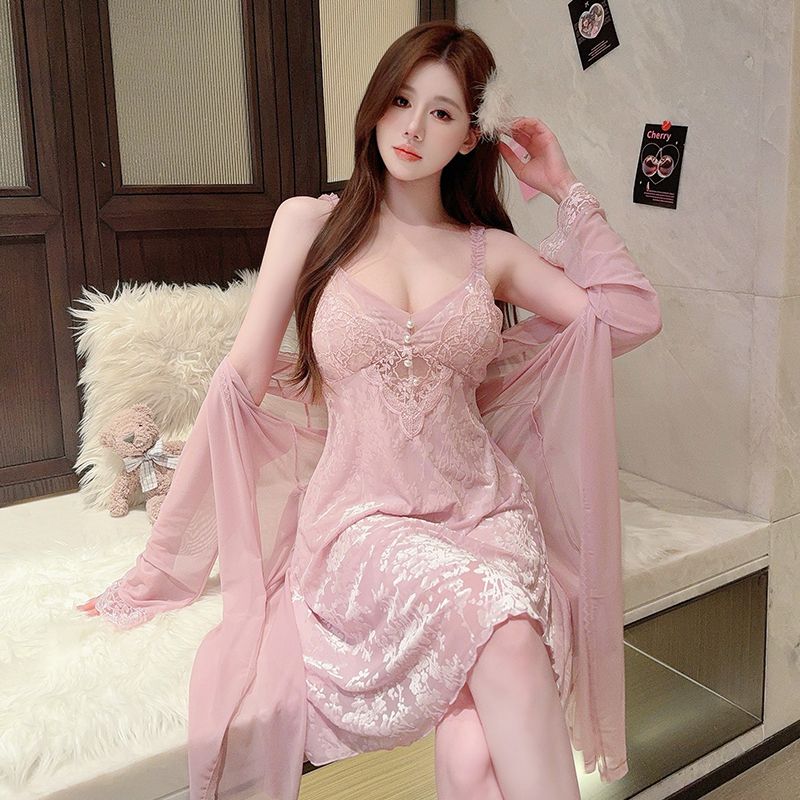 2025 sommer 2PCS Sexy Spitze D – Robe Silk Women Bewertung und Preis